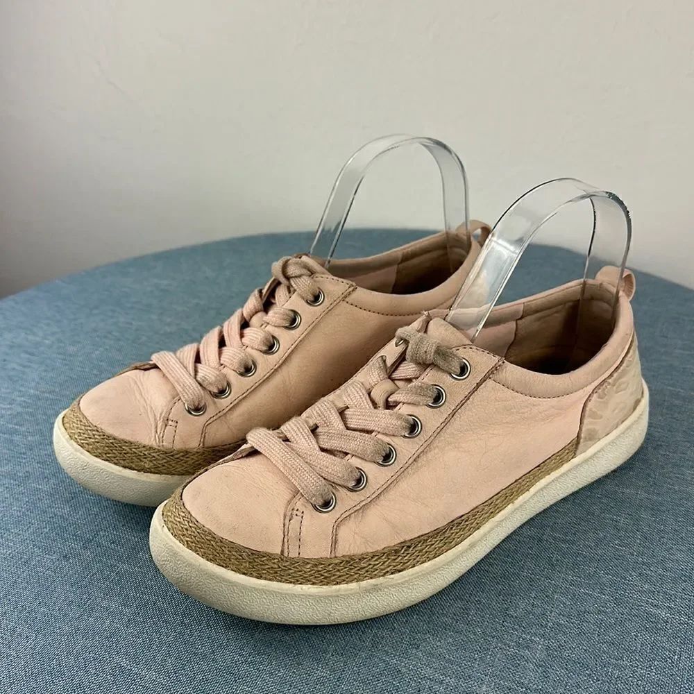 Vionic Winny Pink Leather Low Top Sneakers Size 6.5